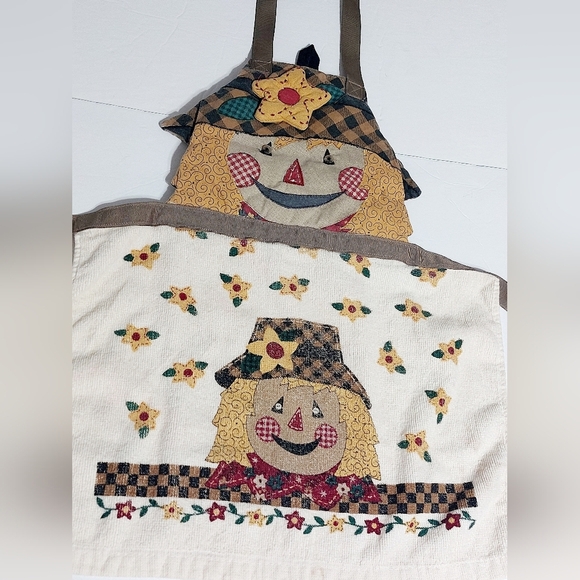 Hand made Child Size Scarecrow Dish Towel Padded Fall Apron - Picture 2 of 8